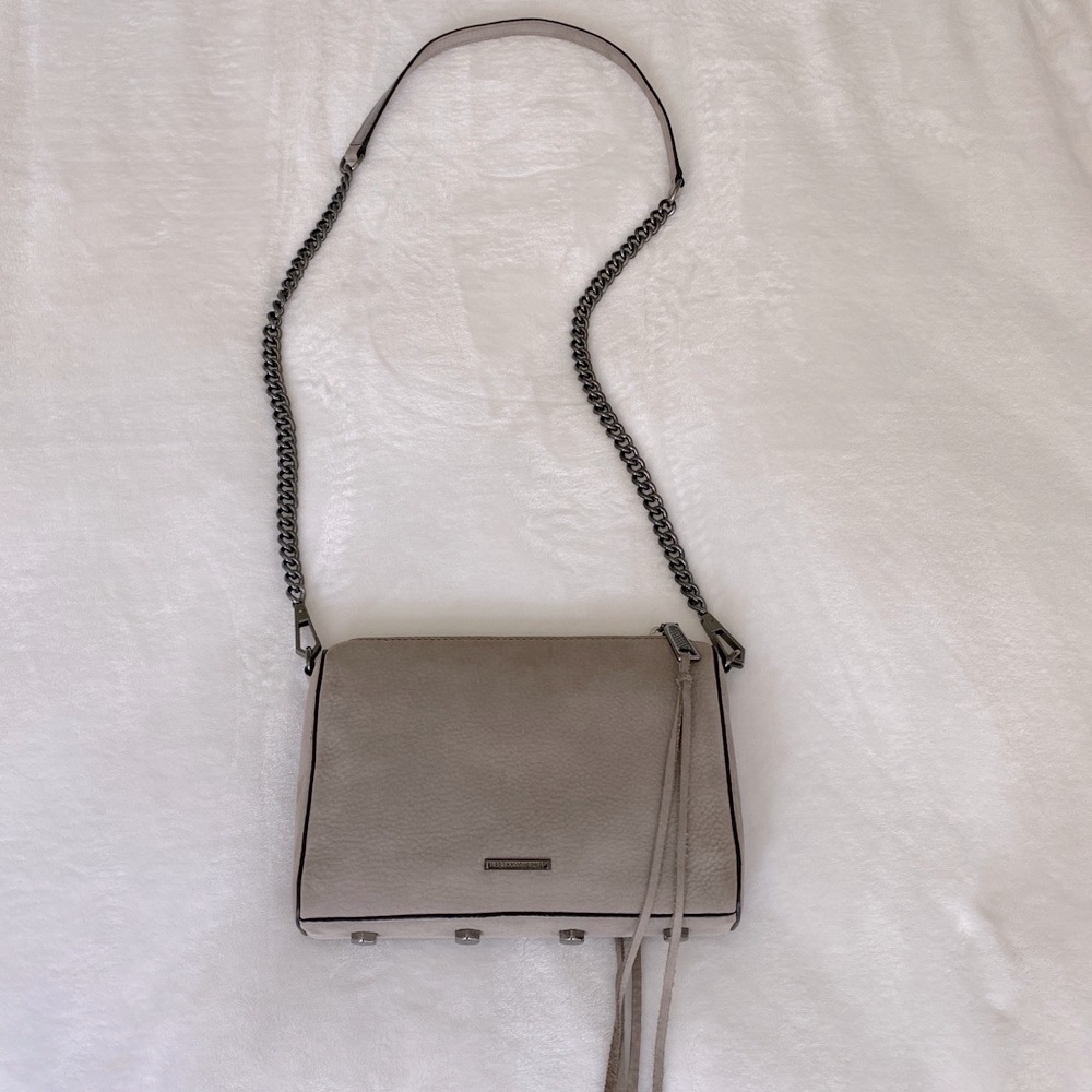 Rebecca Minkoff Avery Nubuck Leather Crossbody Gun Metal Gray Bag Handbag 152240